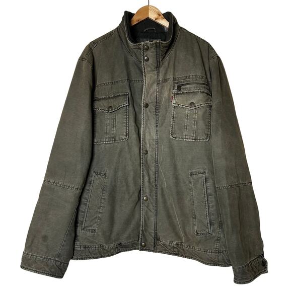 Levis Jacket Size XXL Coat Khaki Green‎ Brown Chore Work Utility Pockets Quilted - Picture 1 of 13
